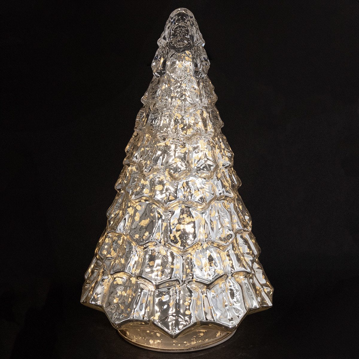 Posiwio Künstlicher Weihnachtsbaum Mini Weihnachtsbaum mit LED Glas Dekobaum Beleuchtung Vintage