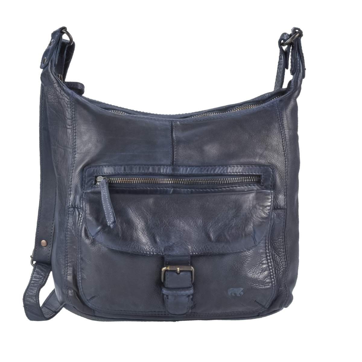 Bear Design Umhängetasche Anna, Handtasche, Shopper, Damen Schultertasche 30cm, Leder in blau blue