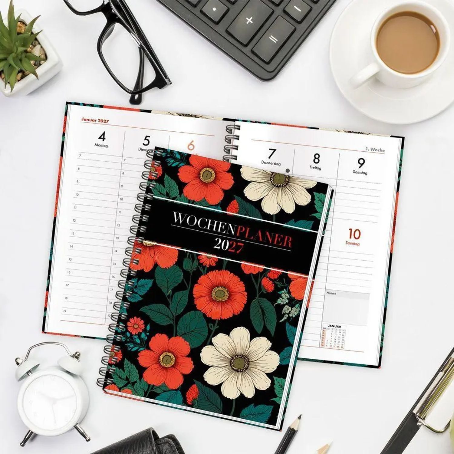 Trötsch Verlag Taschenkalender TRÖTSCH - Wochenplaner A5 mit Wire-O Blumen 2027 – Bild 3 von 4