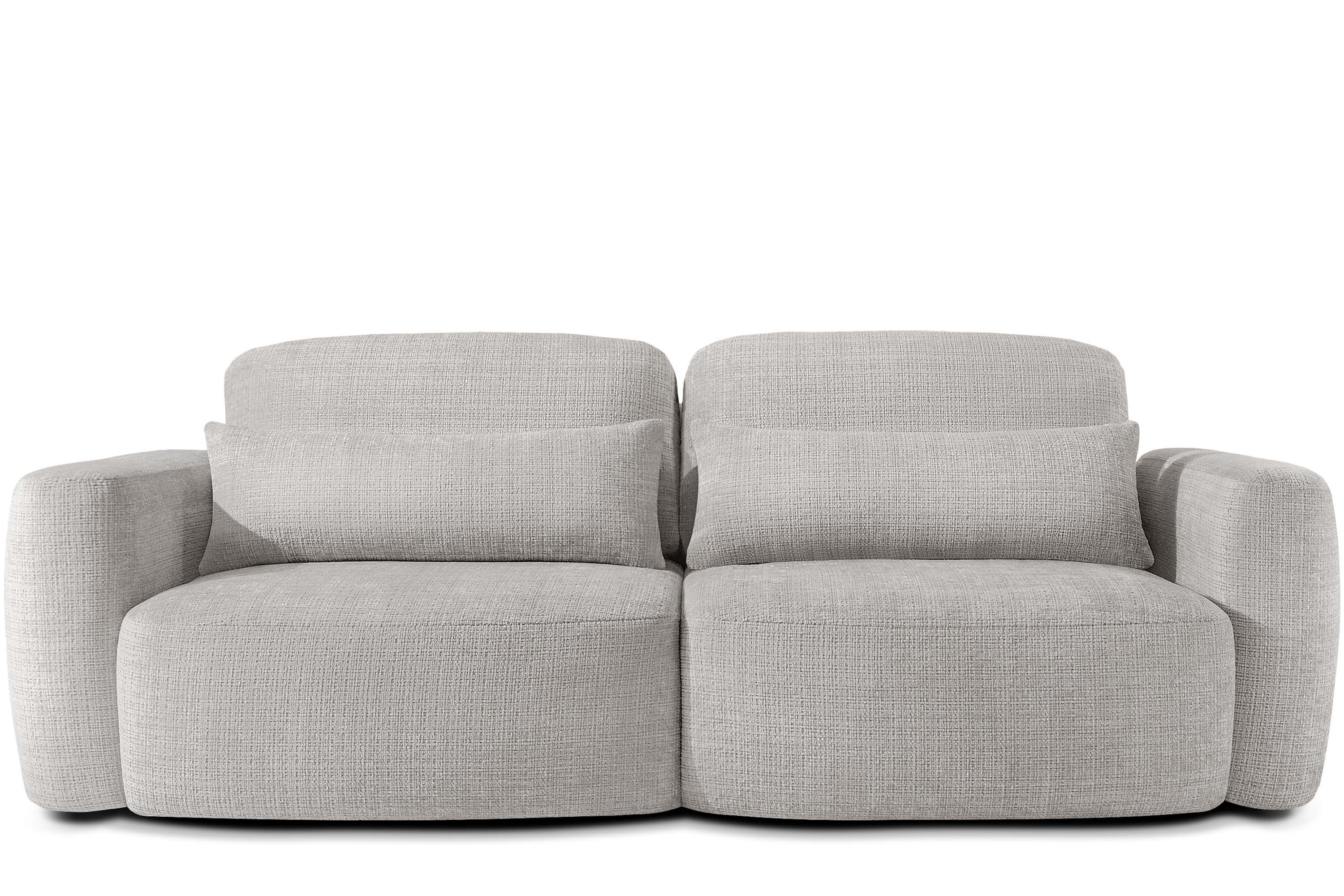 KONSIMO® 3-Sitzer ELOSA Sofa, Einzelsofa, Japandi-Stil, Premiumqualität aus EU, extrem bequemer Sitz, mit Schlaffunktion und Bettkasten, mit Lendenkissen, handgefertigt, organische Form