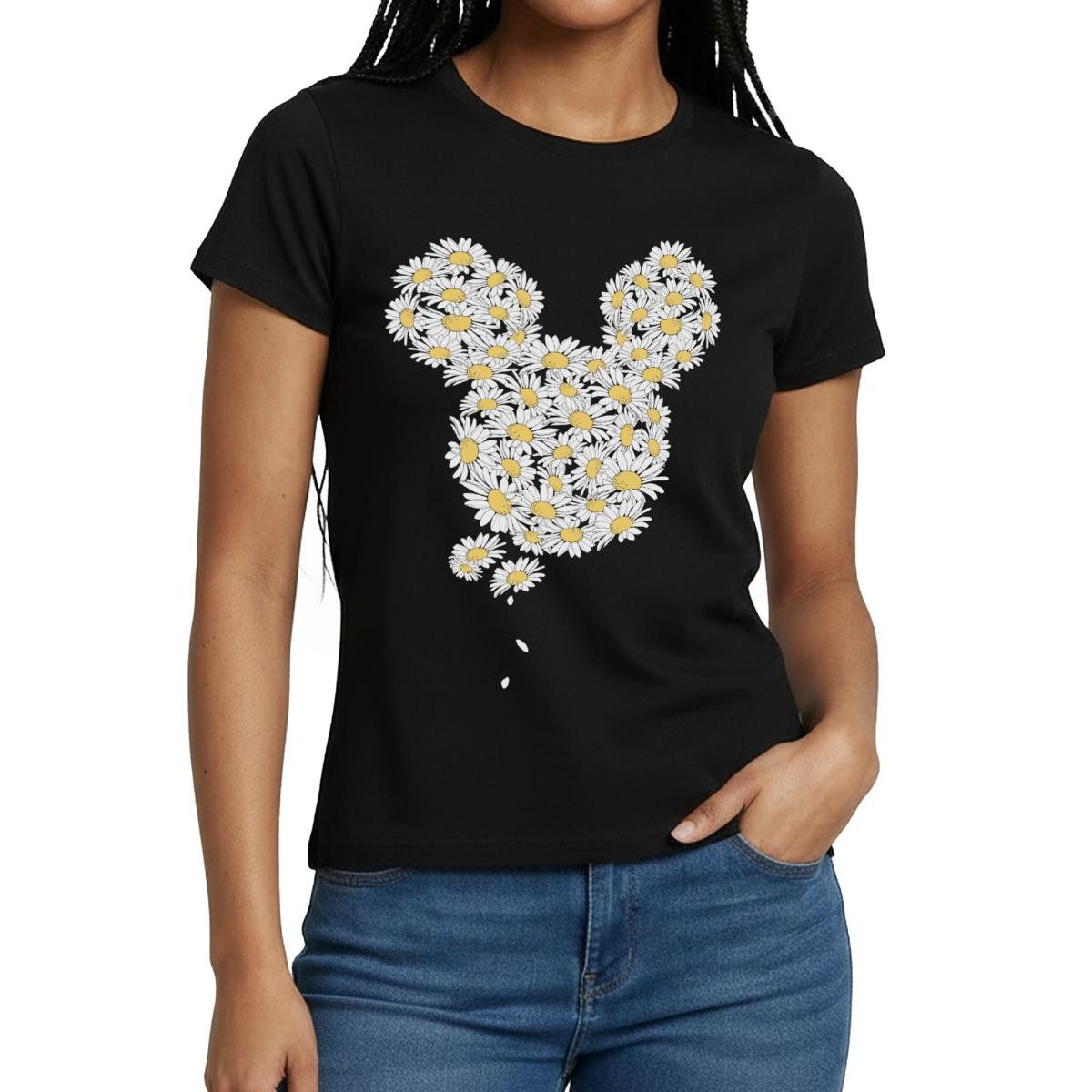 Spreadshirt T-Shirt Mickey & Minnie Mickey Mouse Gänseblümchen Frauen T-Shirt (1-tlg)