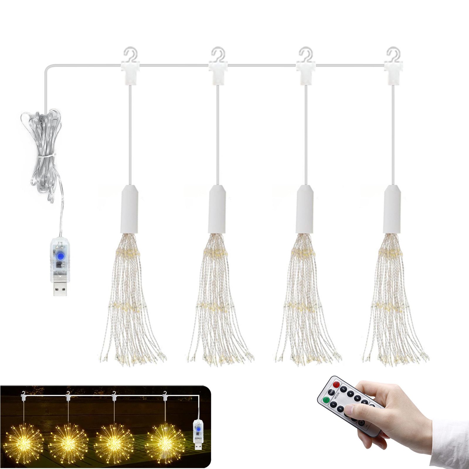 LMaxhome LED-Lichterkette Feuerwerk Wasserdicht Weihnachtsdeko Hängend günstig online kaufen