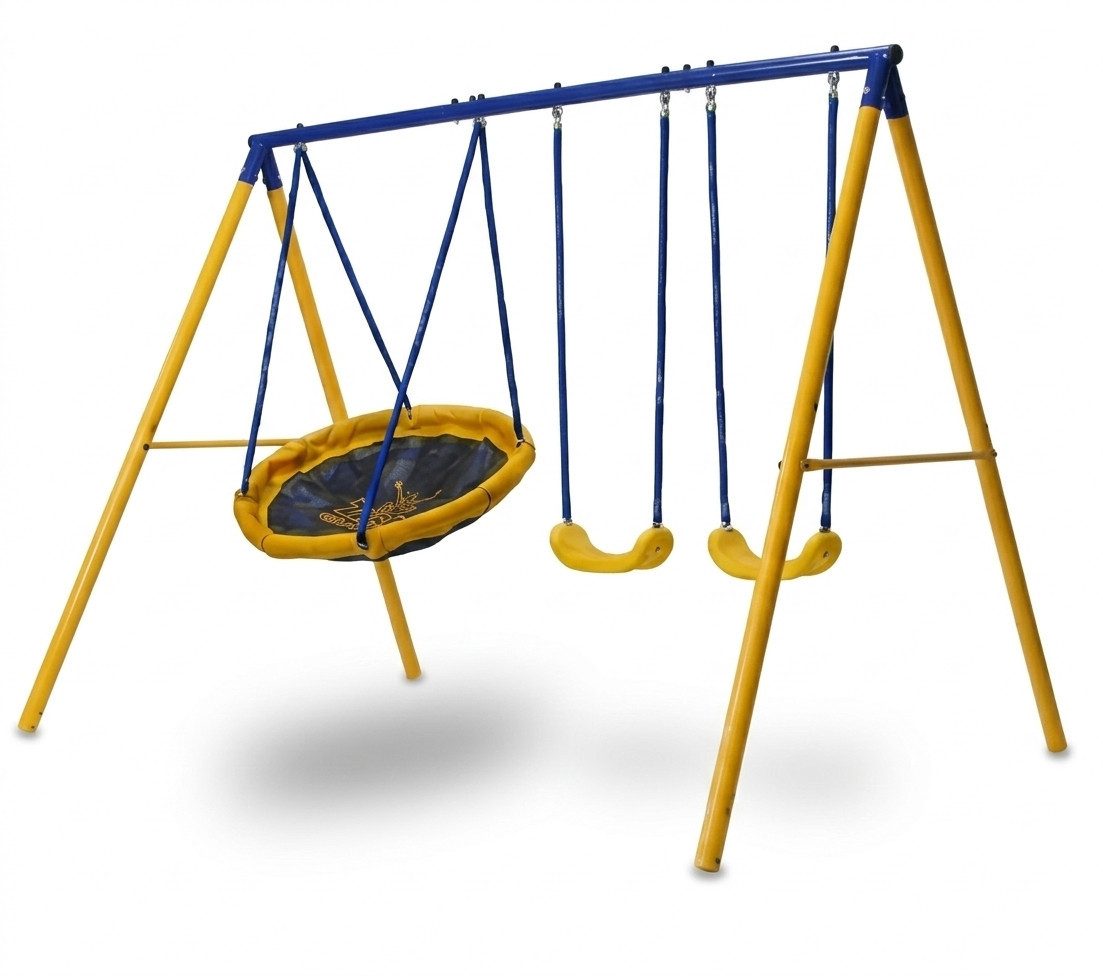 Zero Gravity Schaukelgestell stabile Kinderschaukel, bequeme Sitzfläche, Kettenaufhängung, Montierte Abmessungen: 320 x 180 x 185cm
