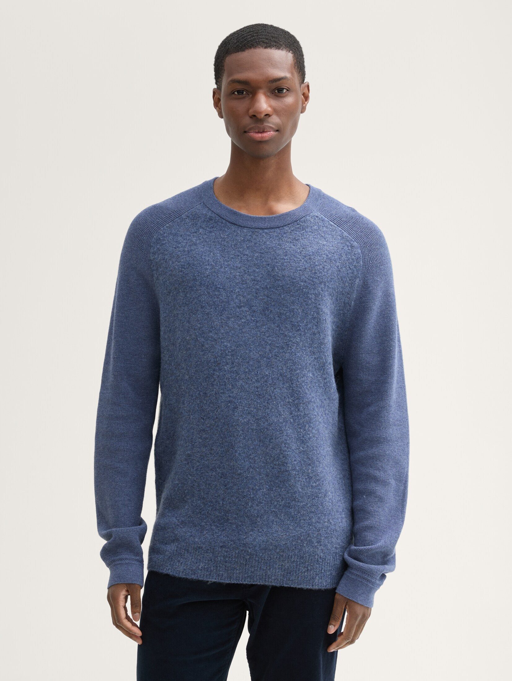 Strickpullover Strickpullover im Material-Mix