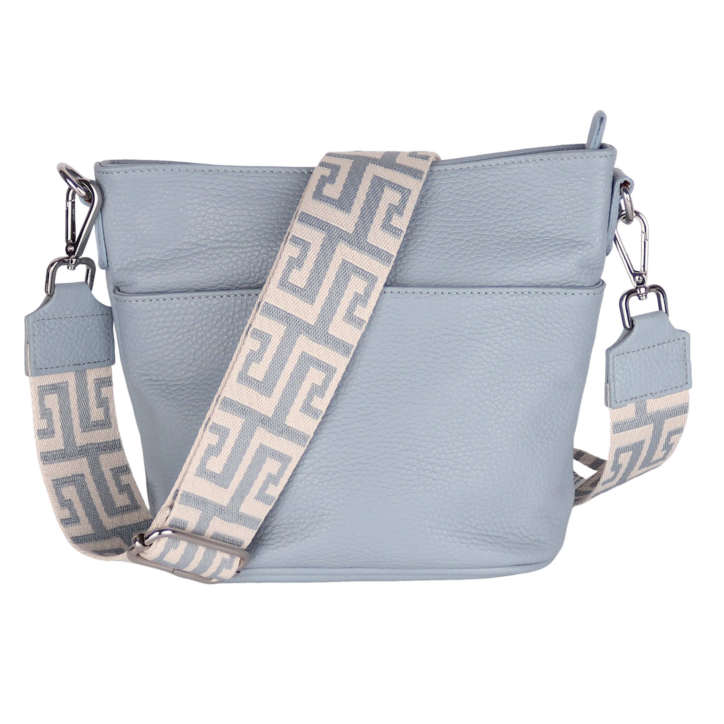 MIRROSI Umhängetasche Damen, Crossbody Bag, Echtleder Made in Italy (1 Tasche 2 Gurte oder Basic Version 1 Tasche 1 Gurt), 24x18x12cm (BXHXT)