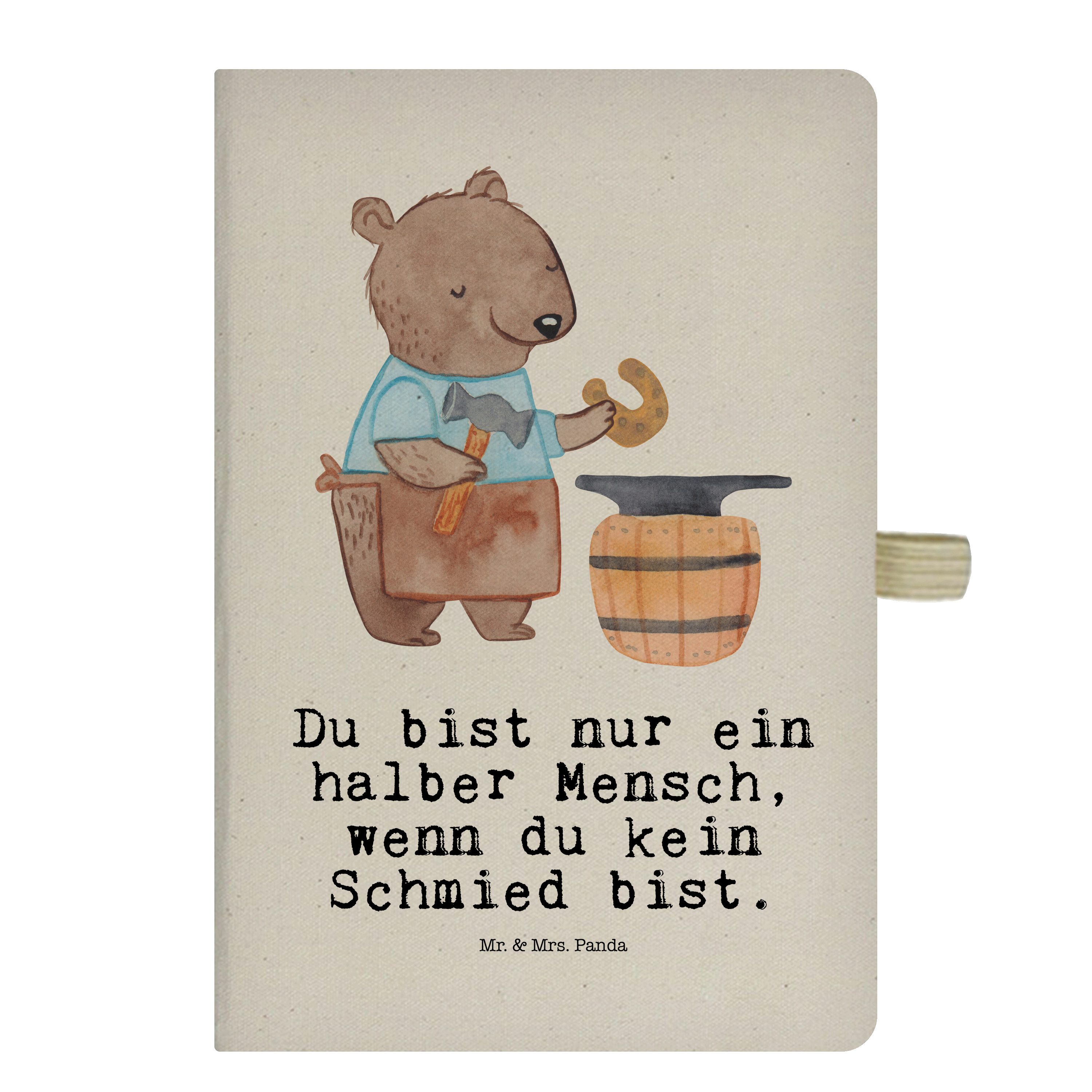 Mr. & Mrs. Panda Notizbuch Schmied mit Herz - Transparent - Geschenk, Skizzenbuch, Notizblock, K Mr. & Mrs. Panda