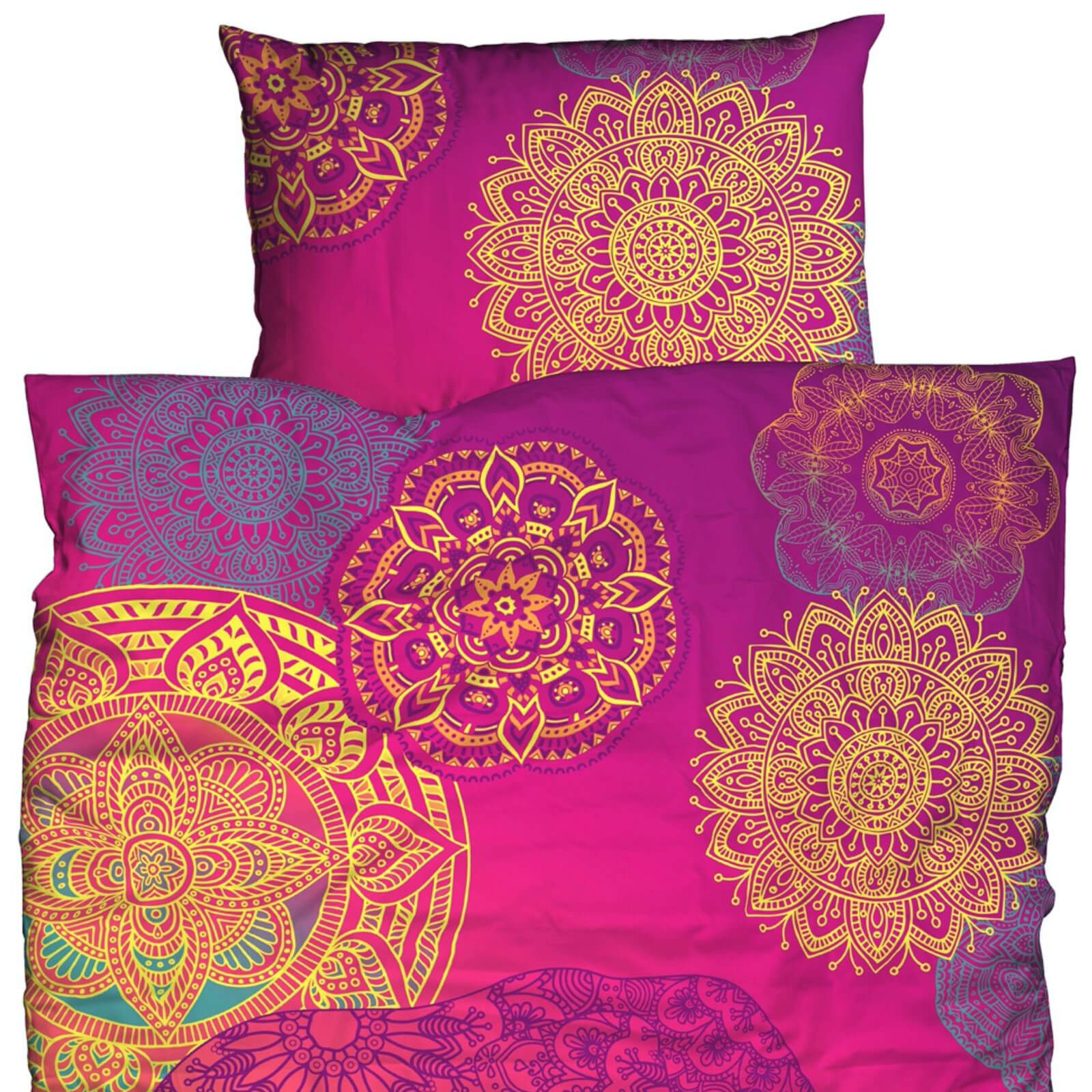 CASATEX Bettwäsche Noida Violett Türkis Orange, Renforcé, 2 teilig, Orientalisch, Ornamente – Bild 2 von 5