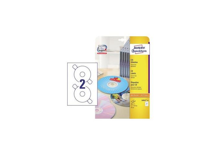 Avery Zweckform Etikett CD/DVD Etikett Durchmesser: 117 mm Werkstoff: Papier