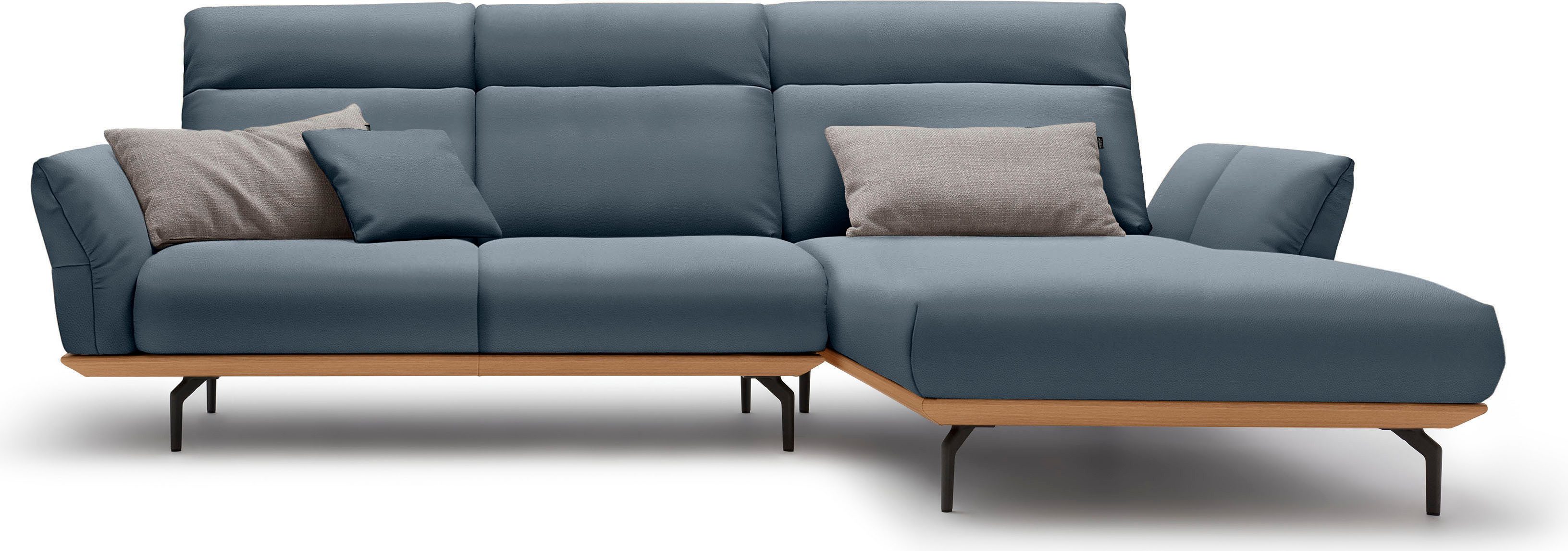 Creation BY ROLF BENZ Ecksofa CR.460 Designsofa mit verstellbarer Rückenlehne, hochwertig & bequem, Sockel in Eiche, Alugussfüße in umbragrau, Breite 298 cm