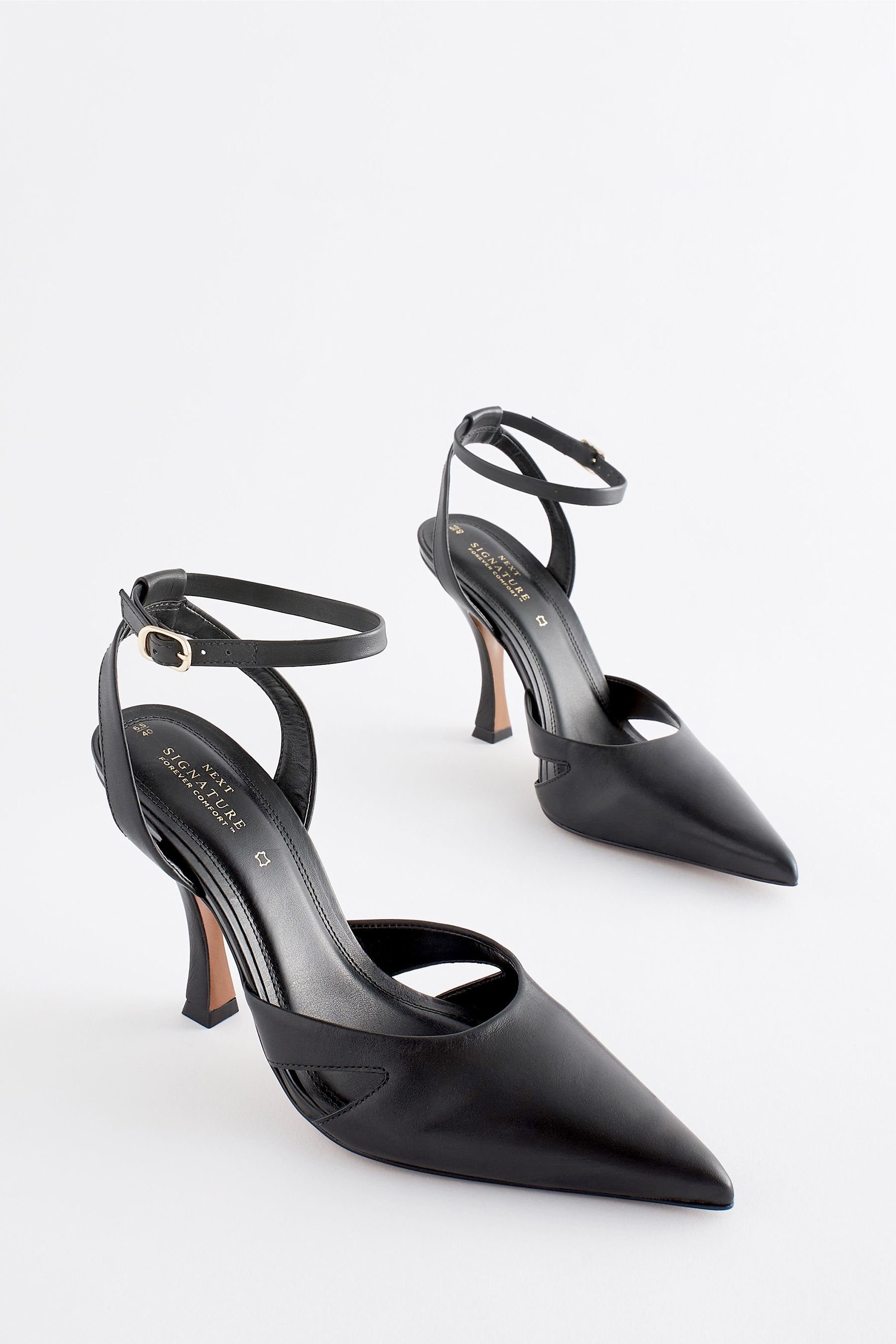 Next Signature Spitze, offene Absatzschuhe Sandalette Black Leder aus (1-tlg)