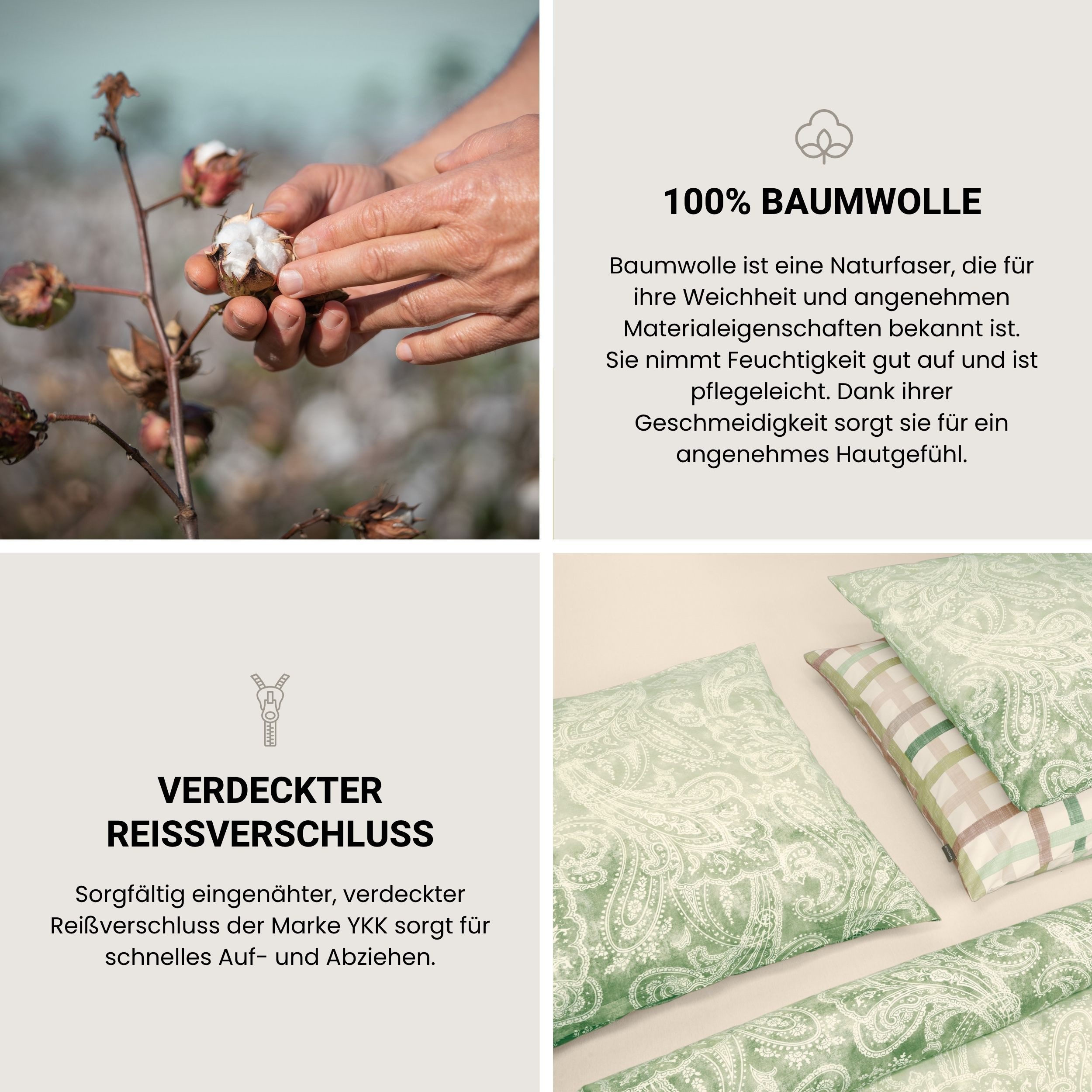 Schiesser Bettwäsche Claire aus weicher Baumwolle mit Paisleymuster in dezentem Farbverlauf, Renforcé, 2 teilig, OEKO-TEX® MADE IN GREEN – Bild 3 von 5
