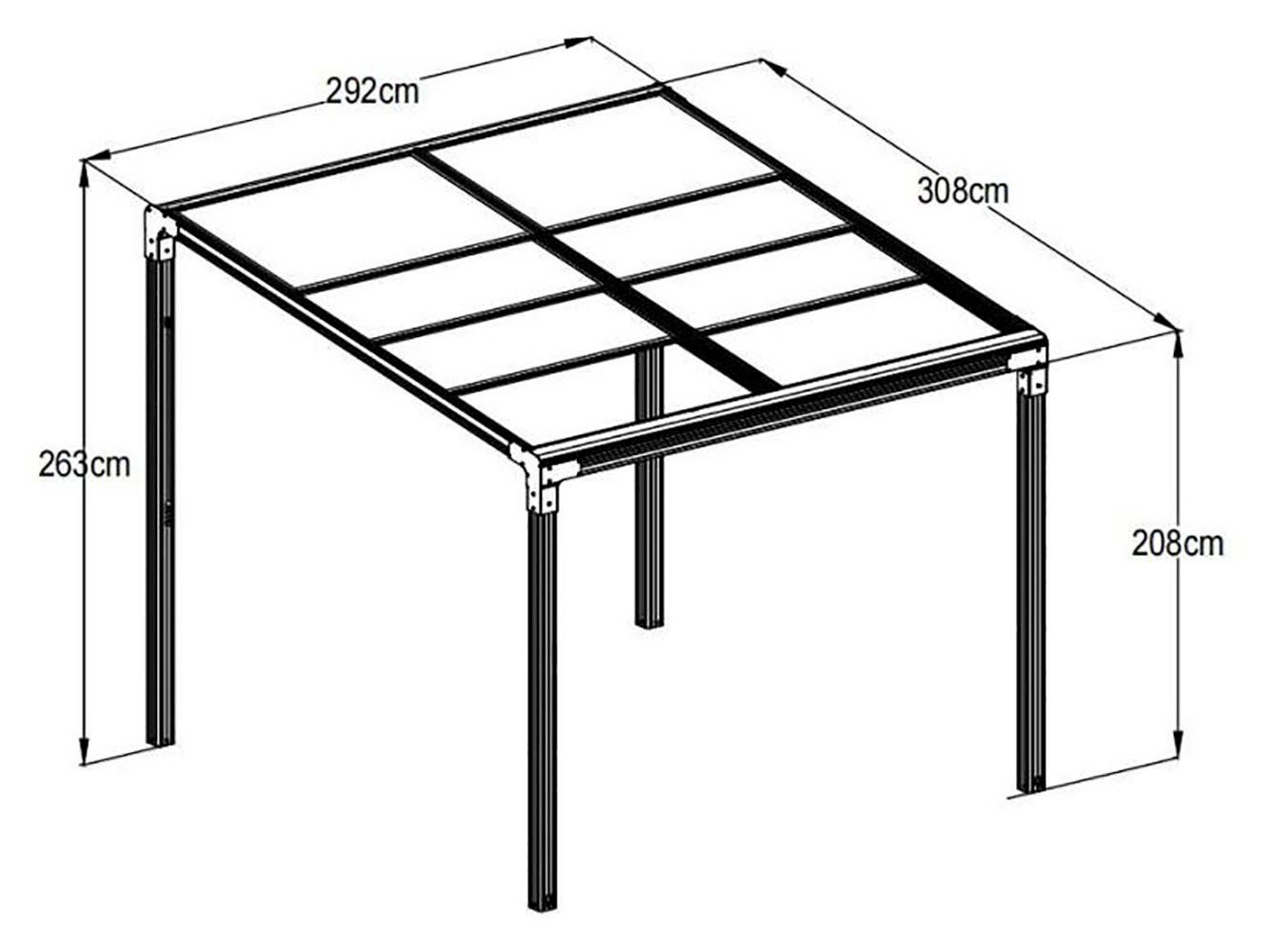 KONIFERA Anbaupavillon Anguilla, Schiebedach, in 292 cm und 392 cm Breite, Höhe: 208 bis 262 cm, Alu