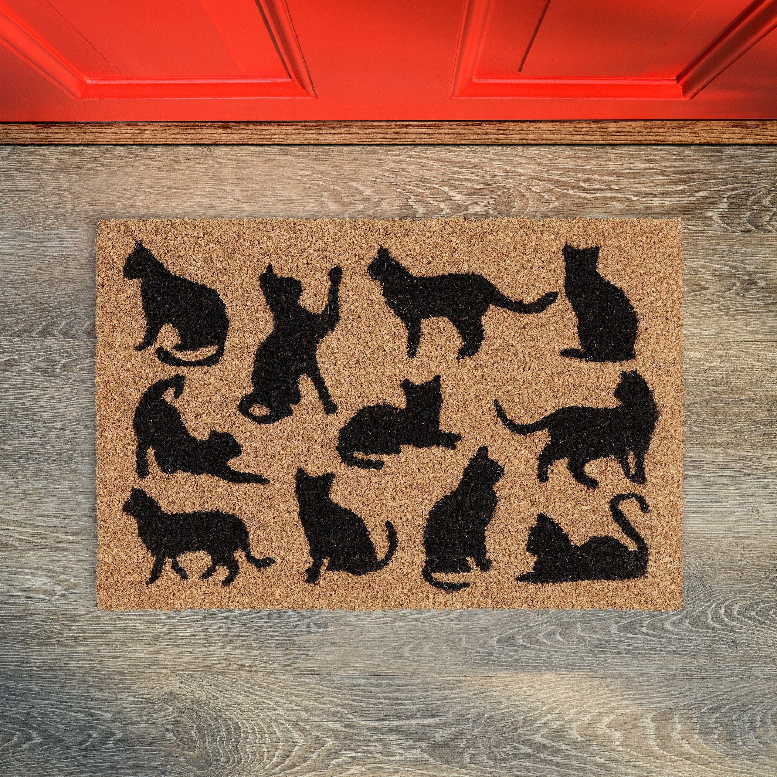 relaxdays Fußmatte Kokos mit schwarzen Katze, günstig online kaufen