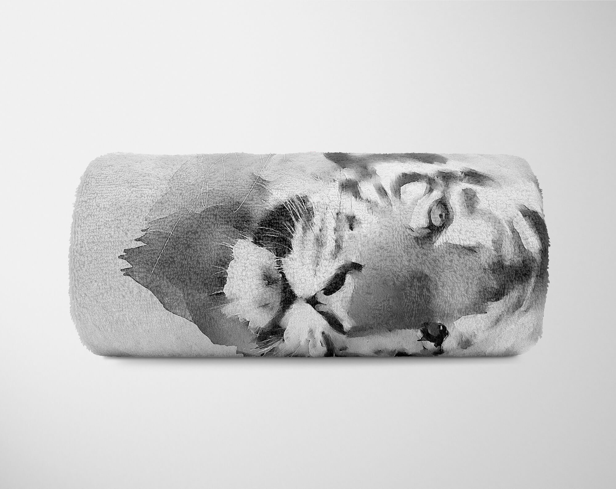 Art (1-St), Handtuch Sinus Handtuch Strandhandtuch Saunatuch Grau Motiv, Kuscheldecke Handtücher Tiger Baumwolle-Polyester-Mix