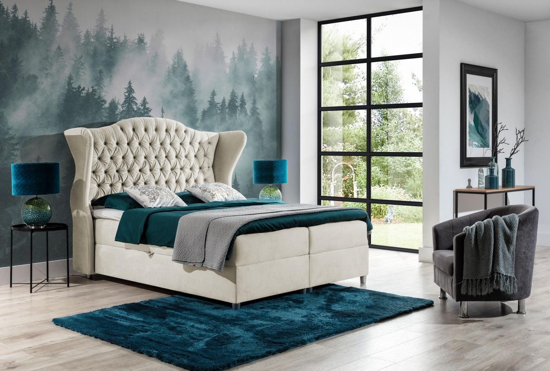 Xlmoebel Boxspringbett Chesterfield Boxspringbett in Samt Velvet für luxuriösen Schlafkomfort (Bett), Hergestellt in Europa