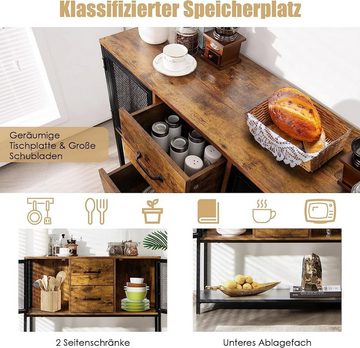 KOMFOTTEU Sideboard Beistellschrank, mit Schränken & Schubladen & Unterem Regal