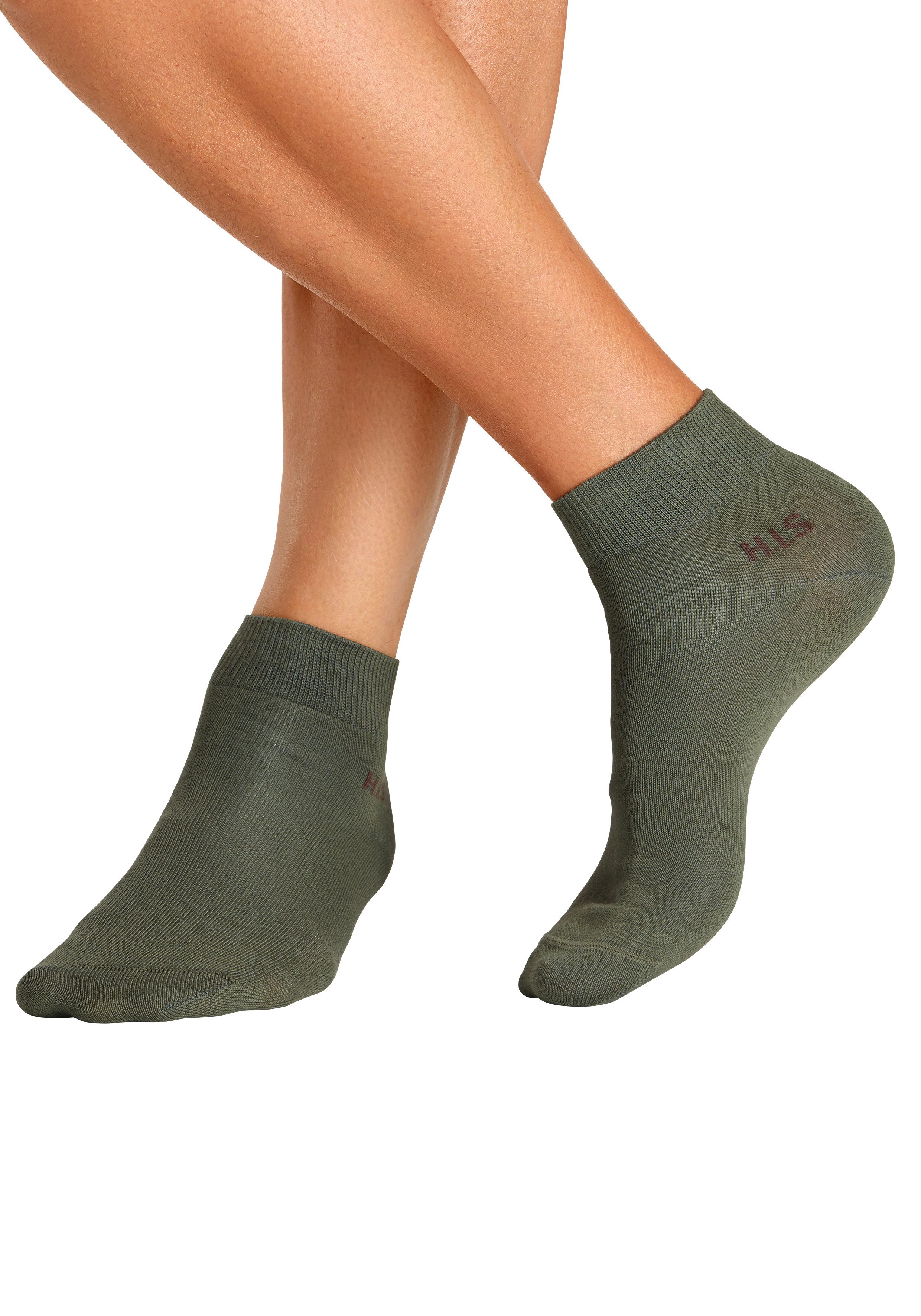 H.I.S Kurzsocken Kurzschaft Socken Herren, zum einfachen Sortieren (Packung, 10-Paar, Quarter socken bis Gr. 48) mit farbigem Innenbund