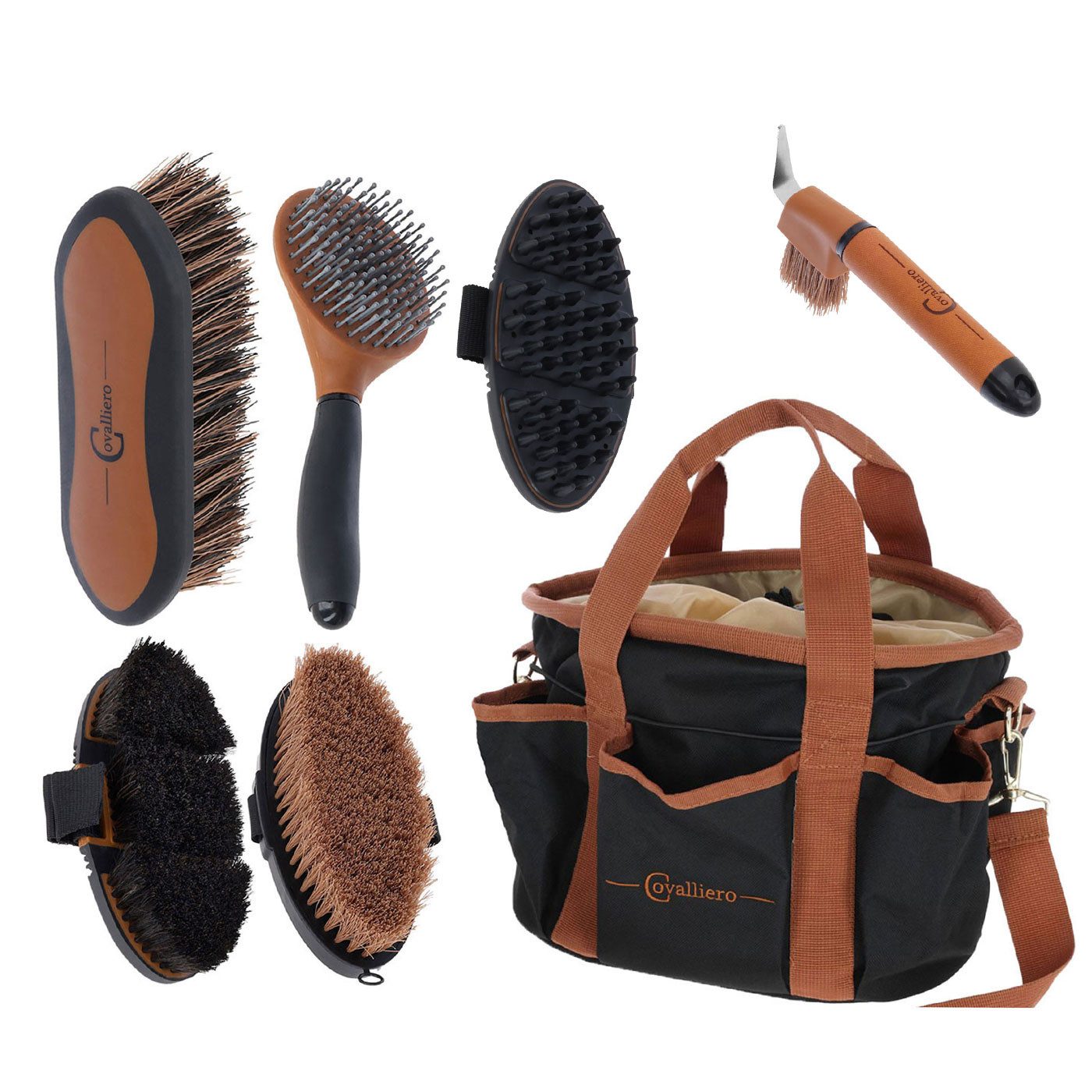 Kerbl Pferdebürste Covalliero Premium-Pflegeset + gratis Hufkratzer