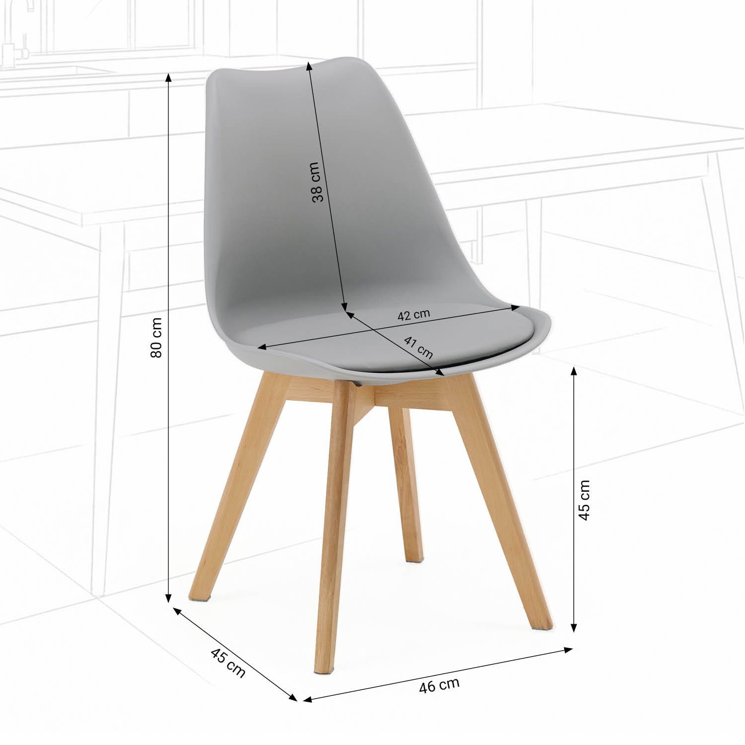 Homestyle4u Küchenstuhl Esszimmer Stühle Esstisch Küche Esszimmer Weiß Grau Schwarz (Spar-Set, 4 St), 4er Set, 4 Stühle, Skandinavisch, stabil – Bild 3 von 5