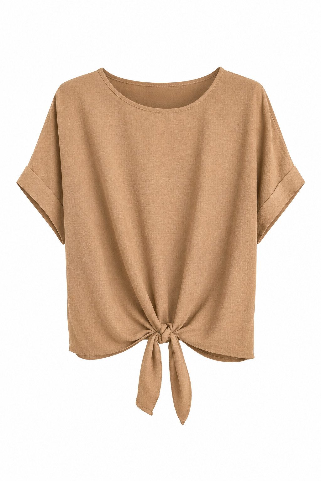 ITALY VIBES Kurzarmbluse - sommerliche Bluse - Blusenshirt Damen mit Knotendetail ONE SIZE / passend für Größe S - L