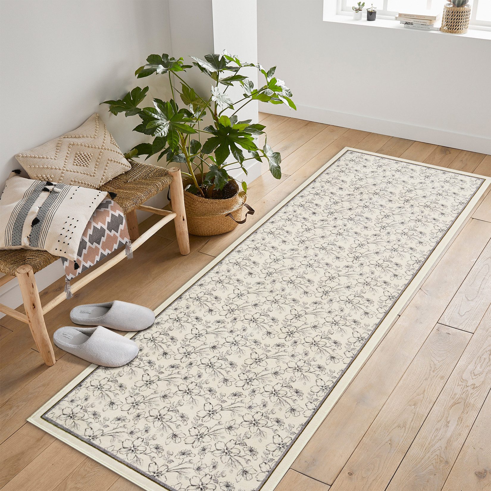 GarveeMore Teppich Wohnzimmerteppiche Vintage Blumen Kurzflor günstig online kaufen