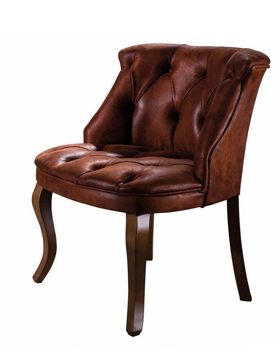 JVmoebel Chesterfield-Sessel Brauner Leder Sessel Designersessel Luxus Wohnzimmermöbel (1-St., Sessel), Made in Europa
