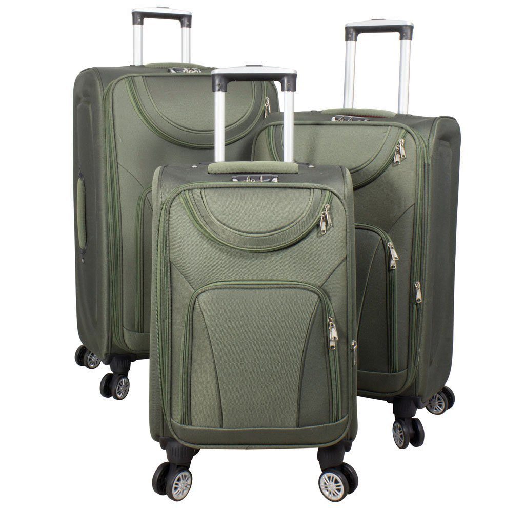MONOPOL® Trolleyset 78, 68, 55 cm - 4 Rollen - mit Dehnfalte - in 4 Farben - Koffer grün | Trolley-Sets