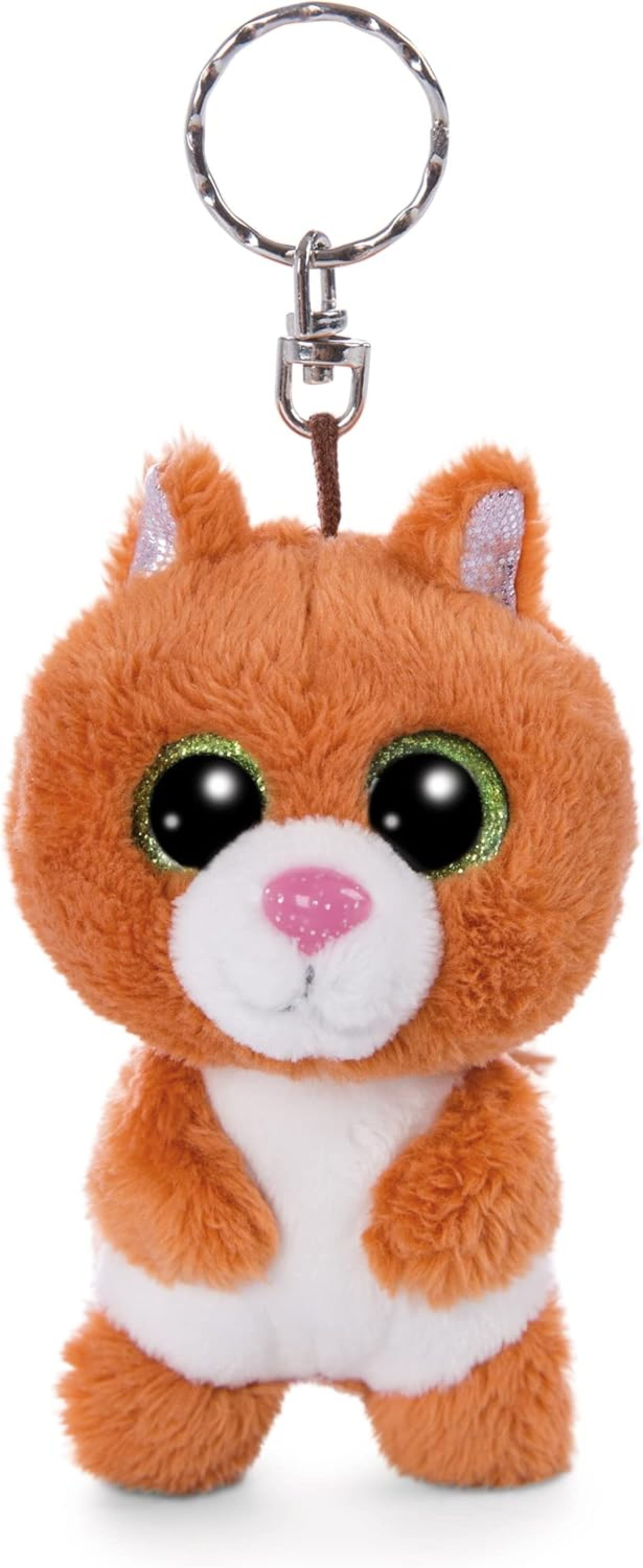 Stelby Schlüsselanhänger Plüsch-Schlüsselanhänger Eichhörnchen mit großen Augen (9 cm), Weiches Plüsch-Eichhörnchen mit Glubschaugen und Schlüsselring