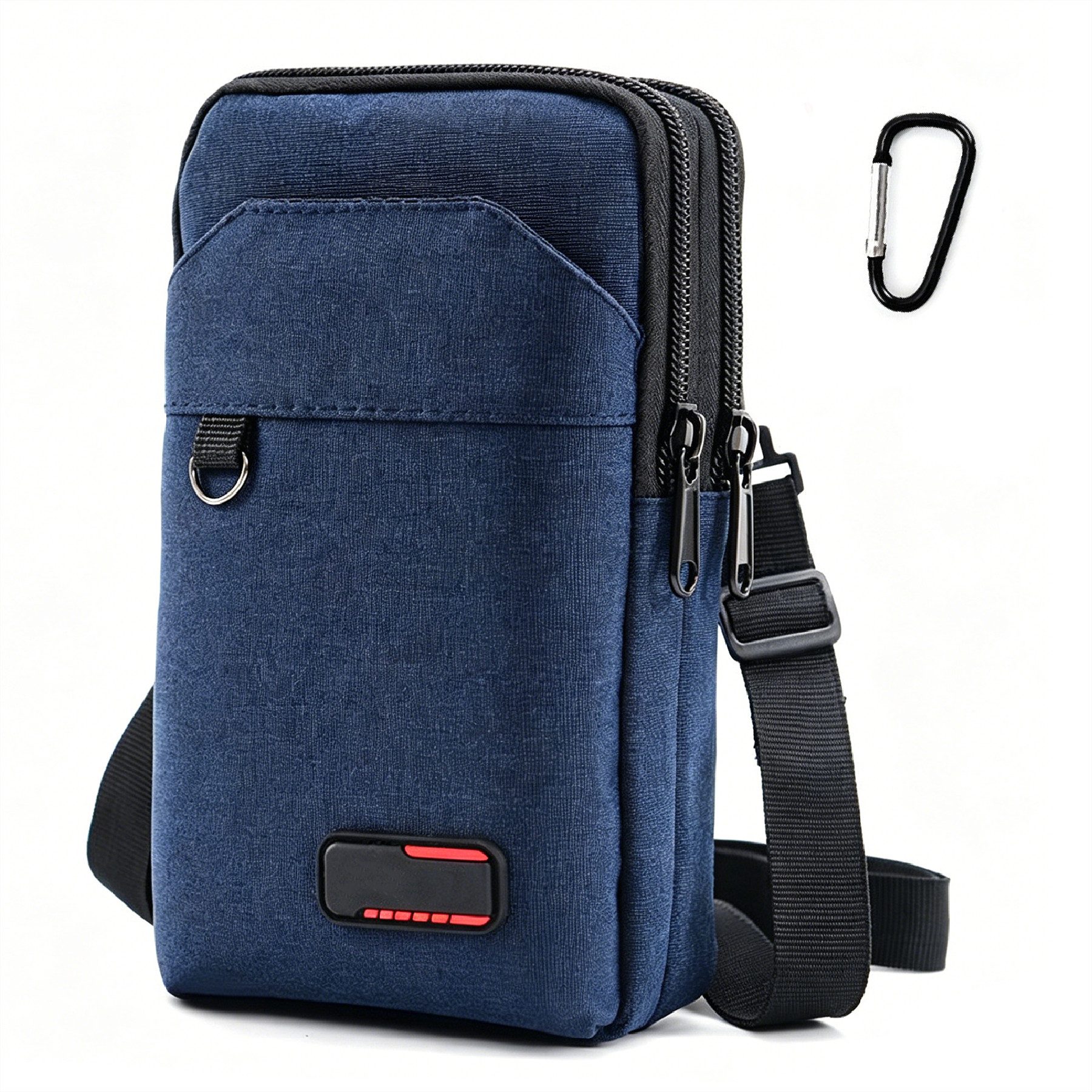 Mutig Umhängetasche 7-Zoll Handytasche Zum Umhängen 3-Lagen Taschen Handy (Schultertasche, Tasche Zum Umhängen, Herren Handtaschen kleine, Umhängetasche mit Abnehmbaren und Verstellbaren Schultergurten), mit Karabiner, für Wandern Sport, Laufen, Training,
