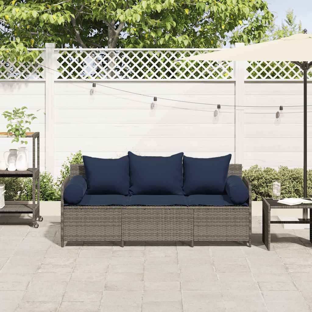 vidaXL Loungesofa Gartensofa mit Kissen 3-Sitzer günstig online kaufen