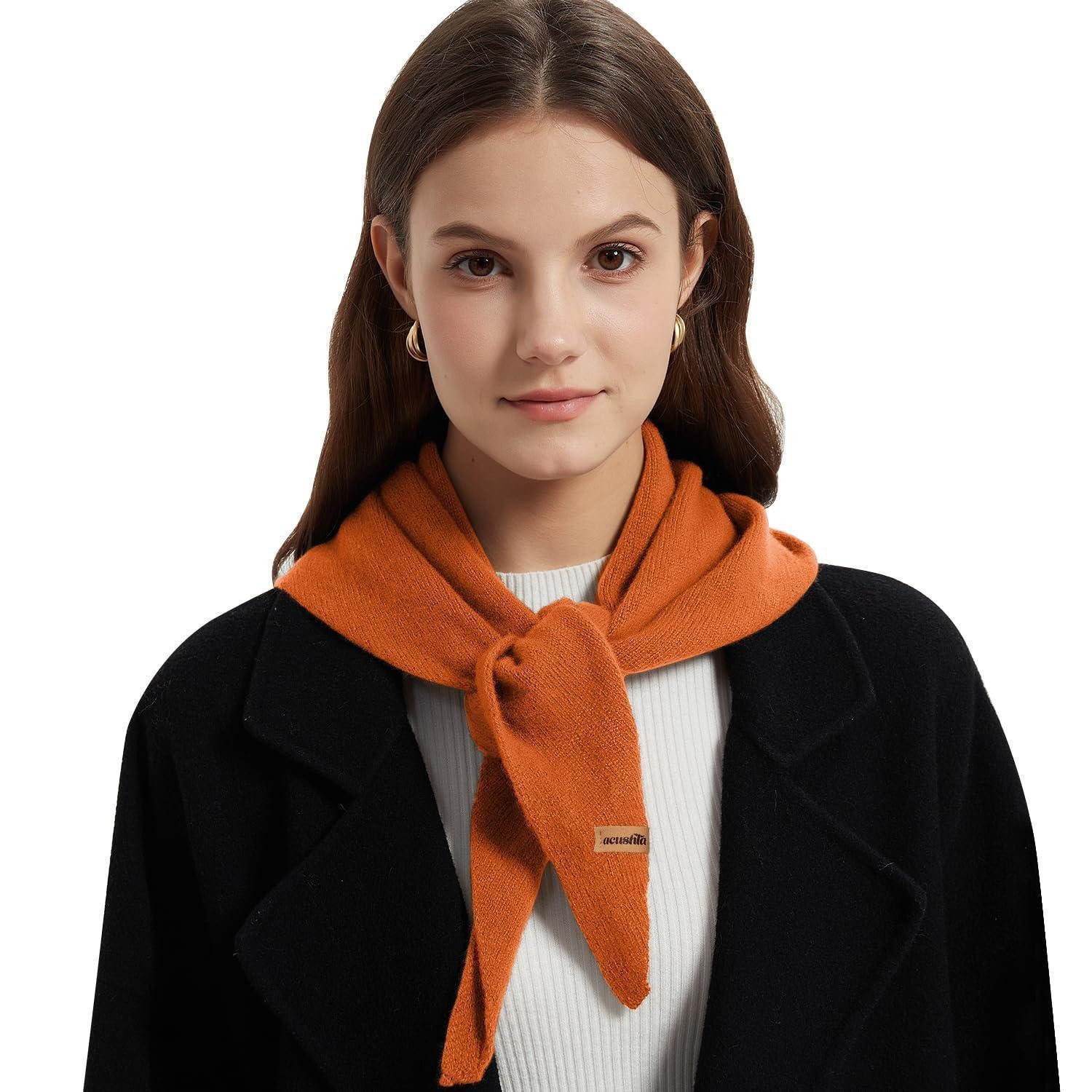 LuxusKollektion Strickschal Strick Dreieckstuch Damen Merinowolle Orange, (1-St)