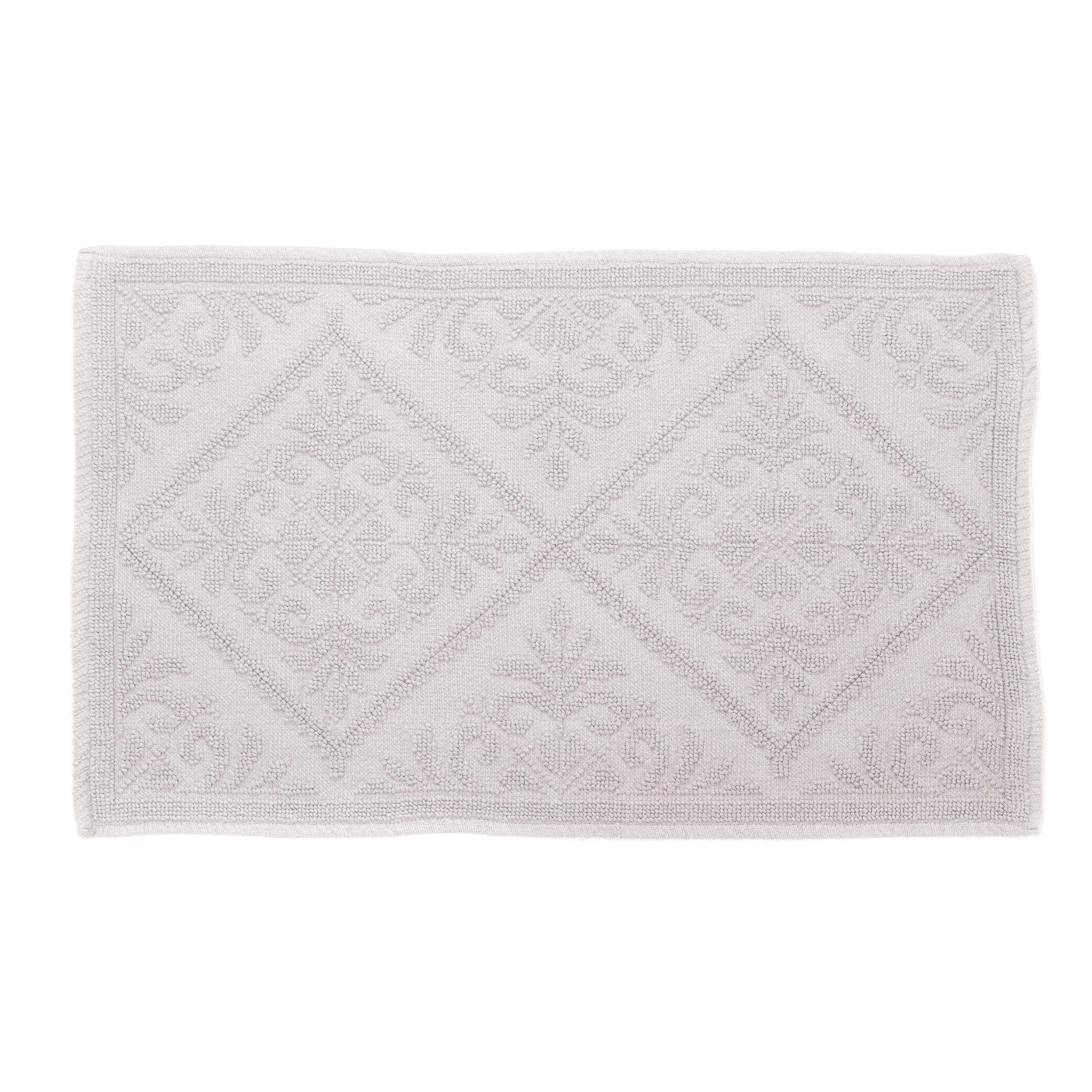 spirella Badematte Spirella Badteppich Badematte Duschvorleger 100% Baumwolle Hochflor, Höhe 4 mm, Badteppich mit erhabenem Muster, Für Fußbodenheizung geeignet, Baumwolle, rechteckig