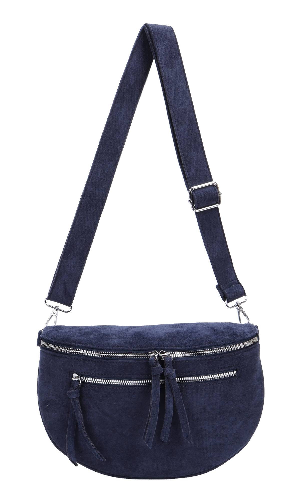 ITALYSHOP24 Bauchtasche Damen Gürteltasche Hüfttasche Bodybag Handytasche Umhängetasche Reise, Stoff Tasche CrossOver Brusttasche Wildlederimitat Slingntasche