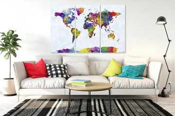 Close Up Leinwandbild Weltkarte Watercolor World Map Michael Tompsett Canvas
