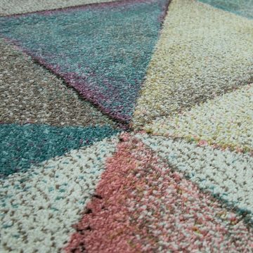 Teppich Kosy 513, Paco Home, rechteckig, Höhe: 13 mm, Kurzflor, buntes geometrisches Design, Pastell-Farben