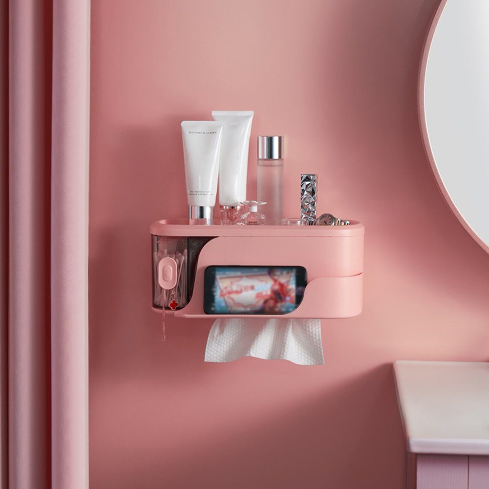 Blusmart Duschkorb An Multifunktionale Badezimmer-Aufbewahrungsbox, Montierte Wand white Der
