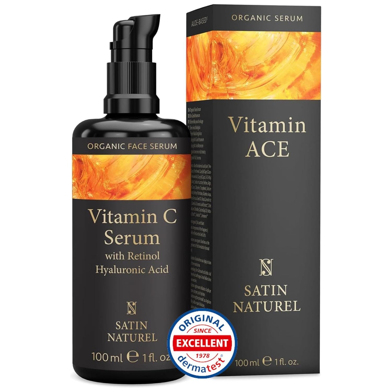 Satin Naturel Gesichtsserum Vitamin ACE Bio Serum hochdosiert 100ml, 1-tlg., Vegan