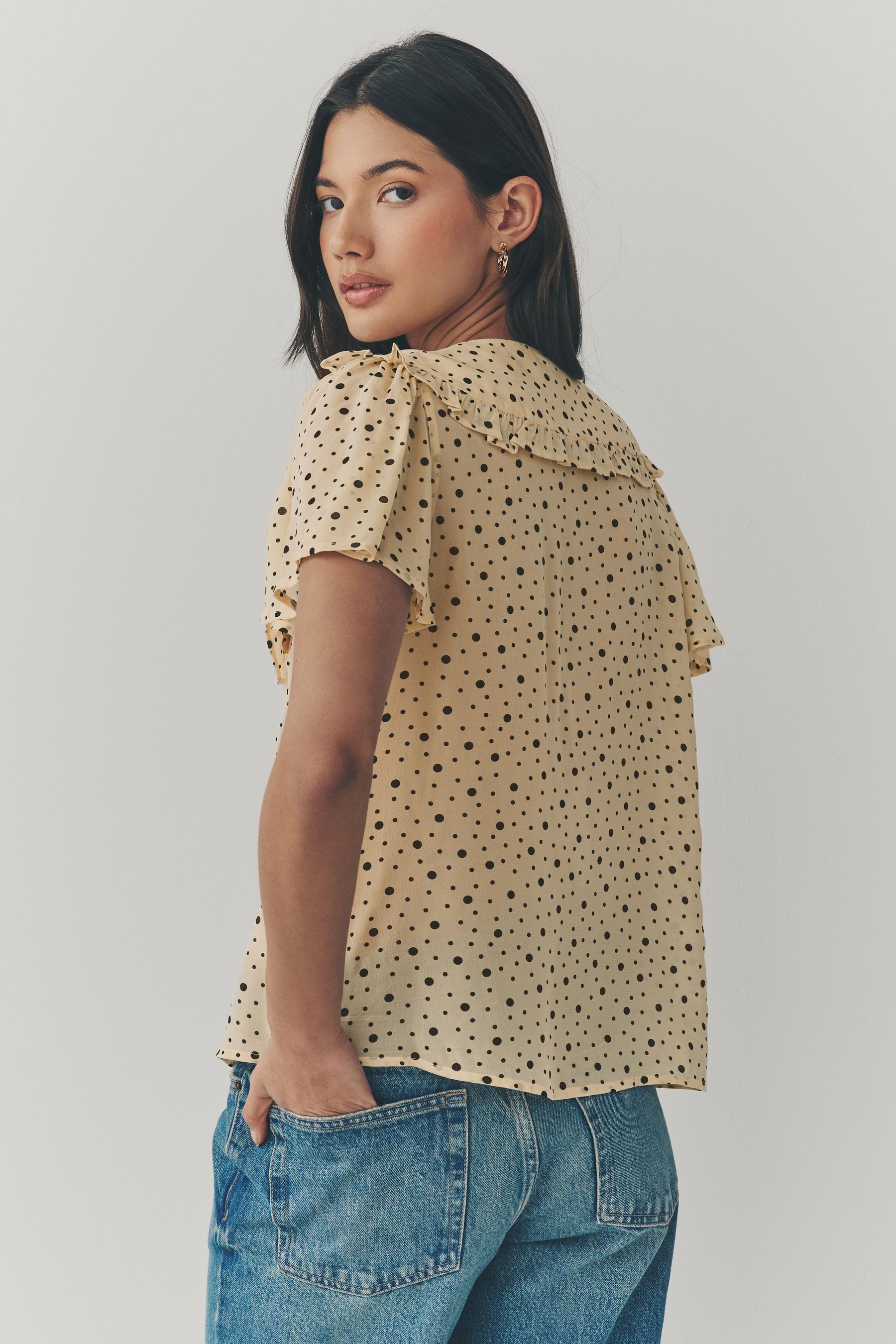 Next Kurzarmbluse Kurzärmlige transparente Bluse mit günstig online kaufen