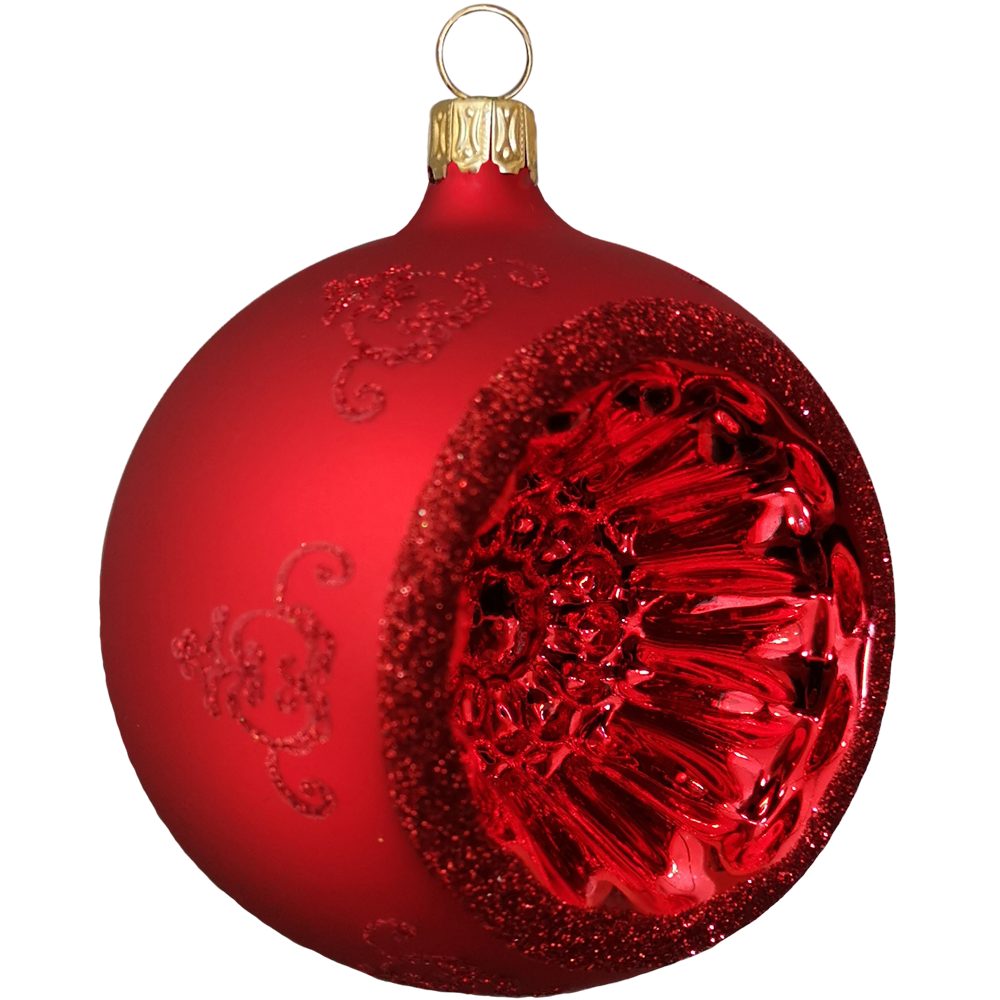 handbemalt Thüringer Glasdesign St), rot (1 mundgeblasen, Renaissanceband, Weihnachtsbaumkugel seidenmatt Reflexkugel,