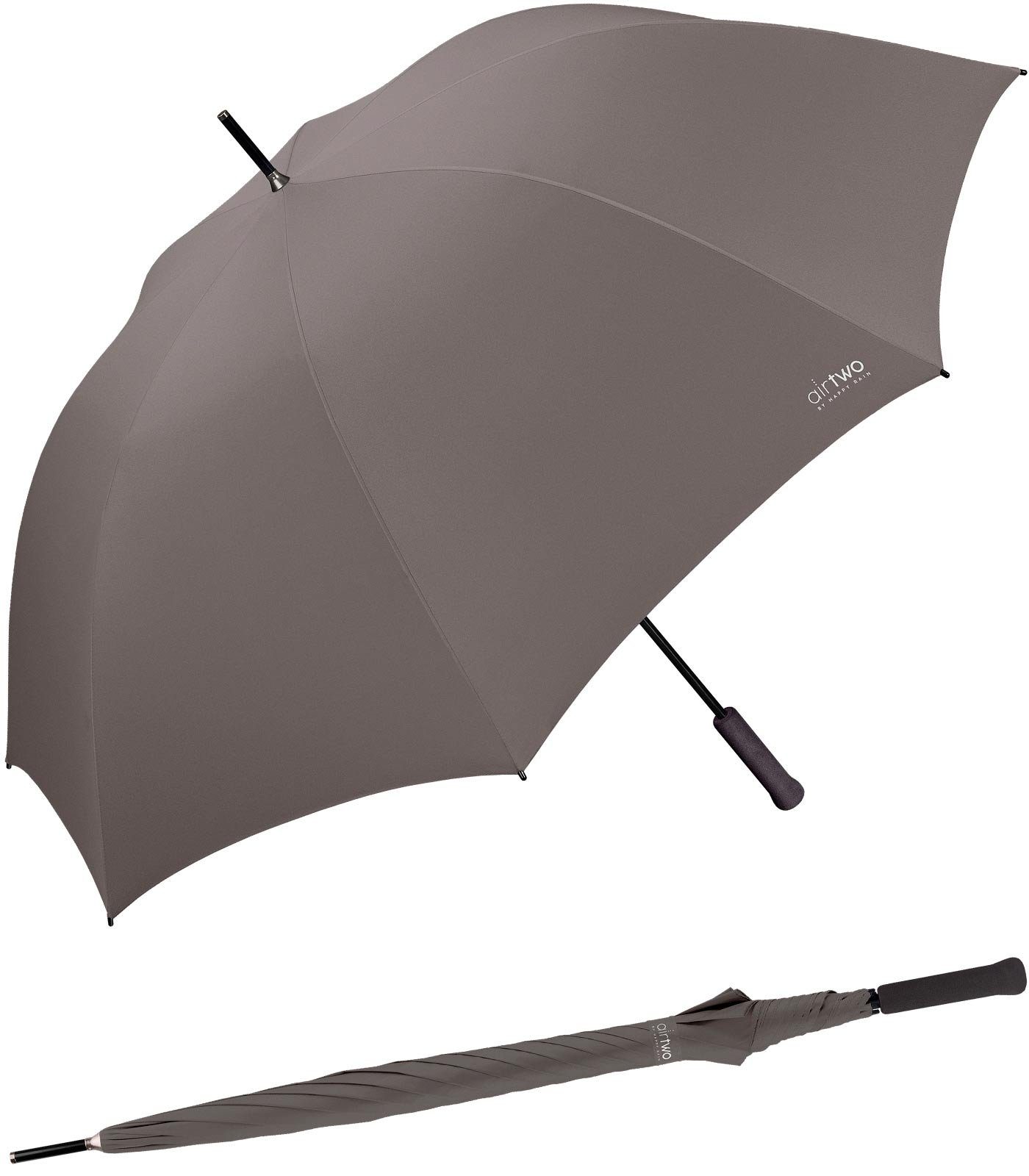 HAPPY RAIN Golfregenschirm Air Two - super leichter XXL Partnerschirm, mit genug Platz für Zwei wiegt er nur 262 Gramm braun
