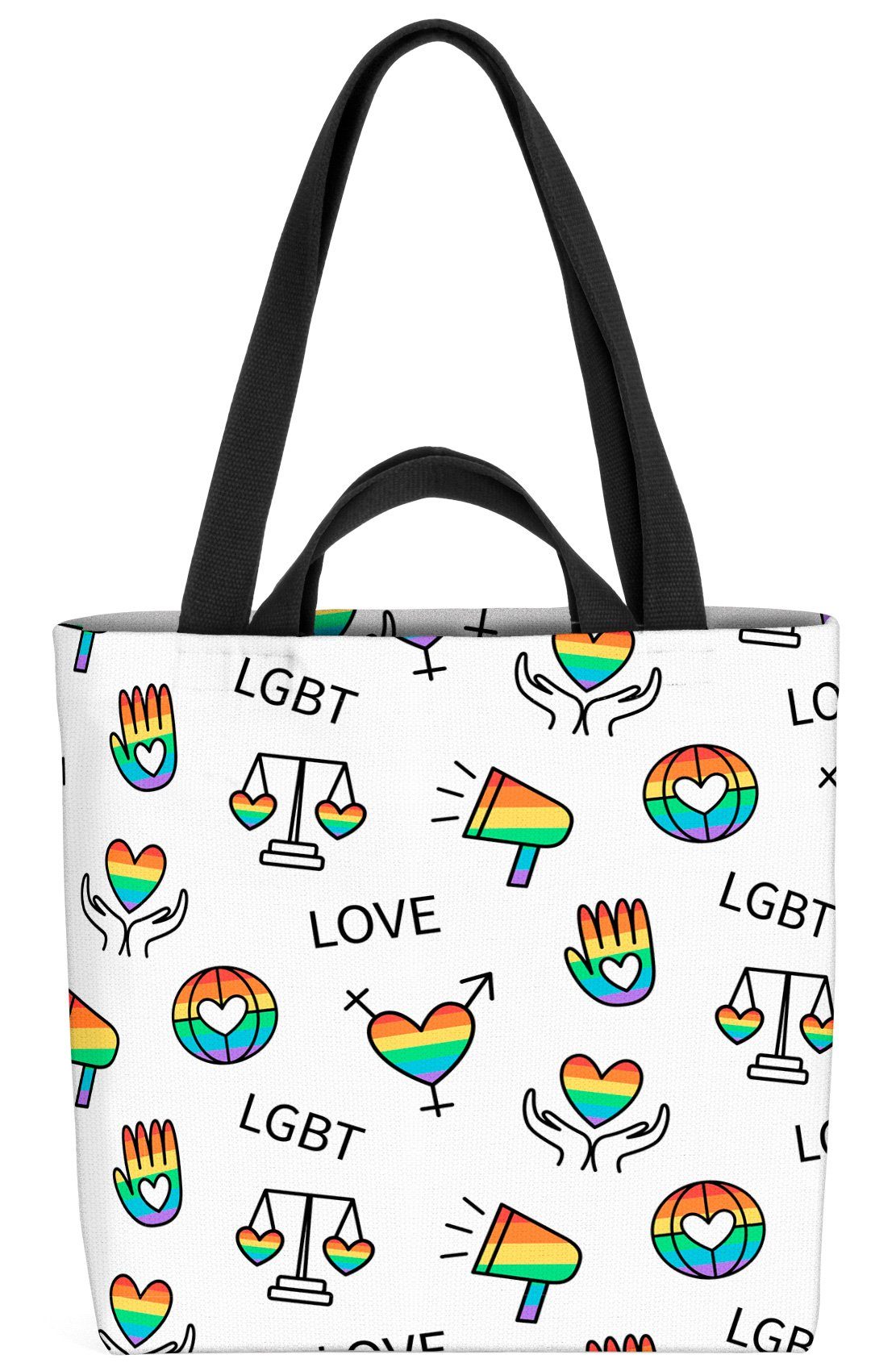 VOID herzen Regenbogen pride Henkeltasche gay Herz (1-tlg), gleichberechtigung Hand schwul Pride
