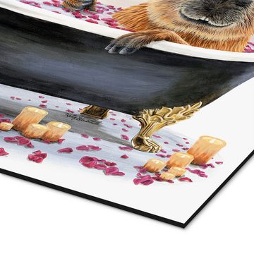 Posterlounge Alu-Dibond-Druck Holly Simental, Happy Capybara Bath, Badezimmer Illustration