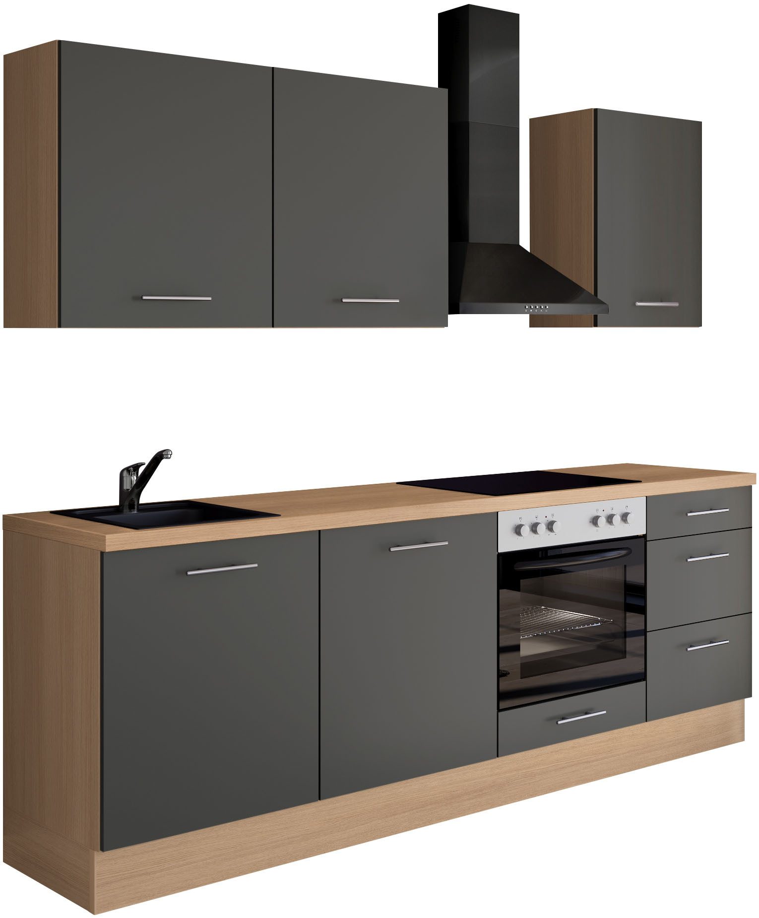 IMPULS KÜCHEN Küchenzeile "Kopenhagen", Ausrichtung wählbar, Schubkästen mit Soft-Close, vormontiert, wahlweise mit E-Geräten, Breite 220 cm