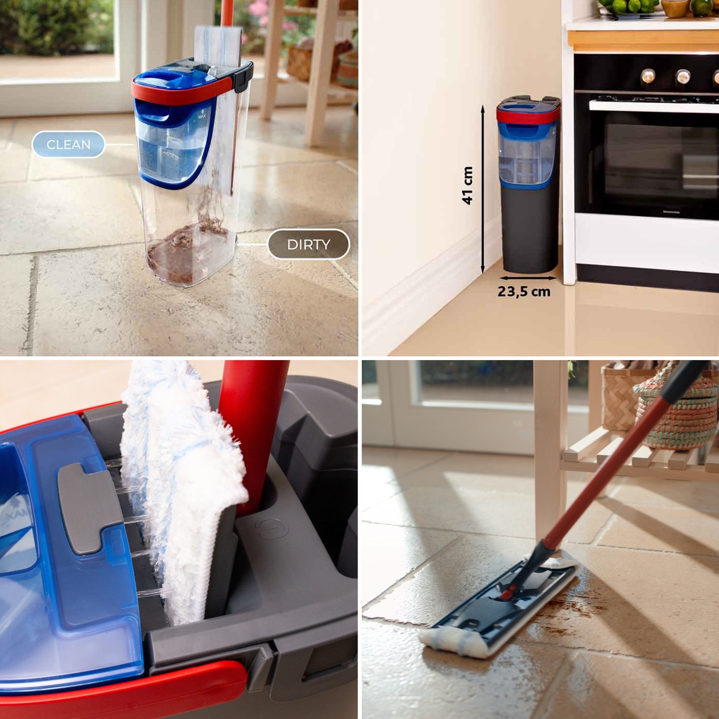 Vileda H2PrO Wischmopp Set – Zweitanksystem Mit Schleuder, Mikrofaser, Für Alle Hartböden