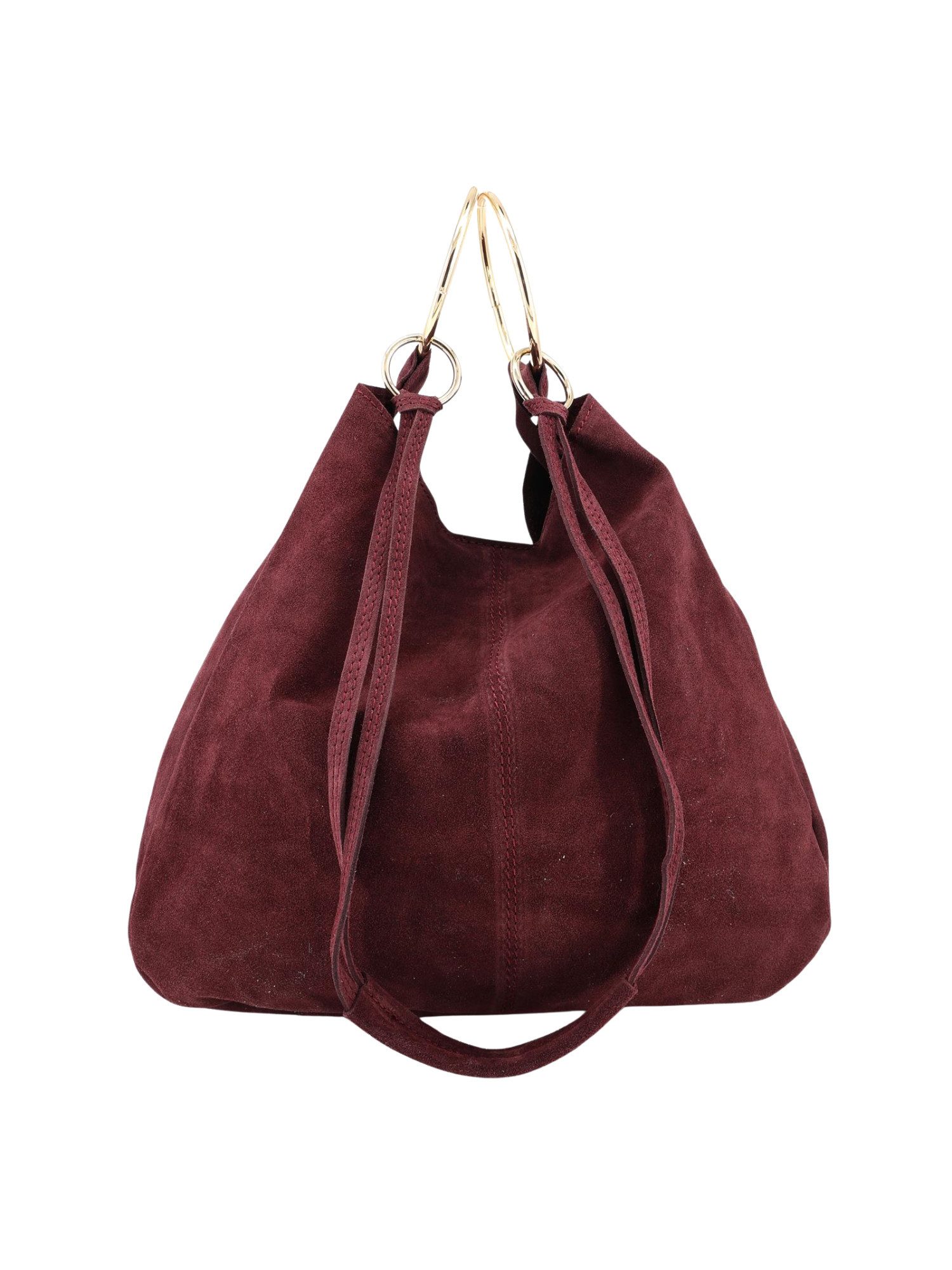 BRISE TASCHE Shopper Brise® Sonya – Italienischer Wildleder Shopper mit goldfarbenen Ringen (Taschen-Set, 2-teilig: Shopper + abnehmbare Wildleder-Clutch), Design aus echtem Wildleder mit goldfarbenen Metallringen