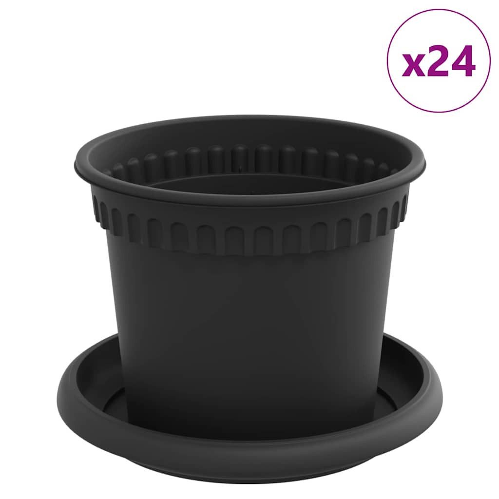 vidaXL Blumentopf Blumentöpfe 24 stk. Schwarz Kunststoff (24 St)