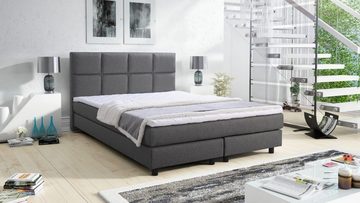 Küchen-Preisbombe Boxspringbett Glenn 2 Tablet Hotelbett Boxbett 140x200 Bett Topper Grau