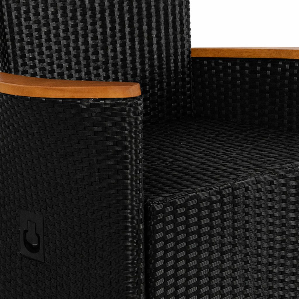 Casaria Gartenstuhl (2 St), Polyrattan Neiglehner Rückenlehne verstellbar Armlehne Holz Wetterfest