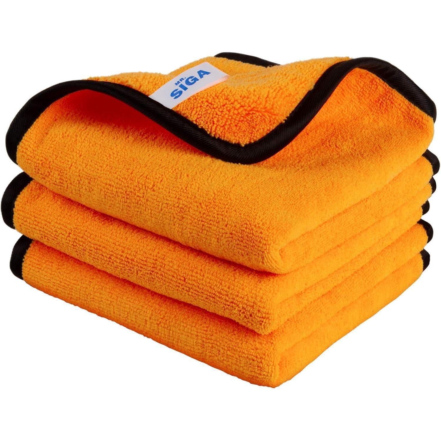 LuxusKollektion Mikrofasertücher Auto Trockentuch Putztücher Haushalt Autopflege Gelb Mikrofasertuch (Textil, 39.9x59.9 cm, 3-tlg)