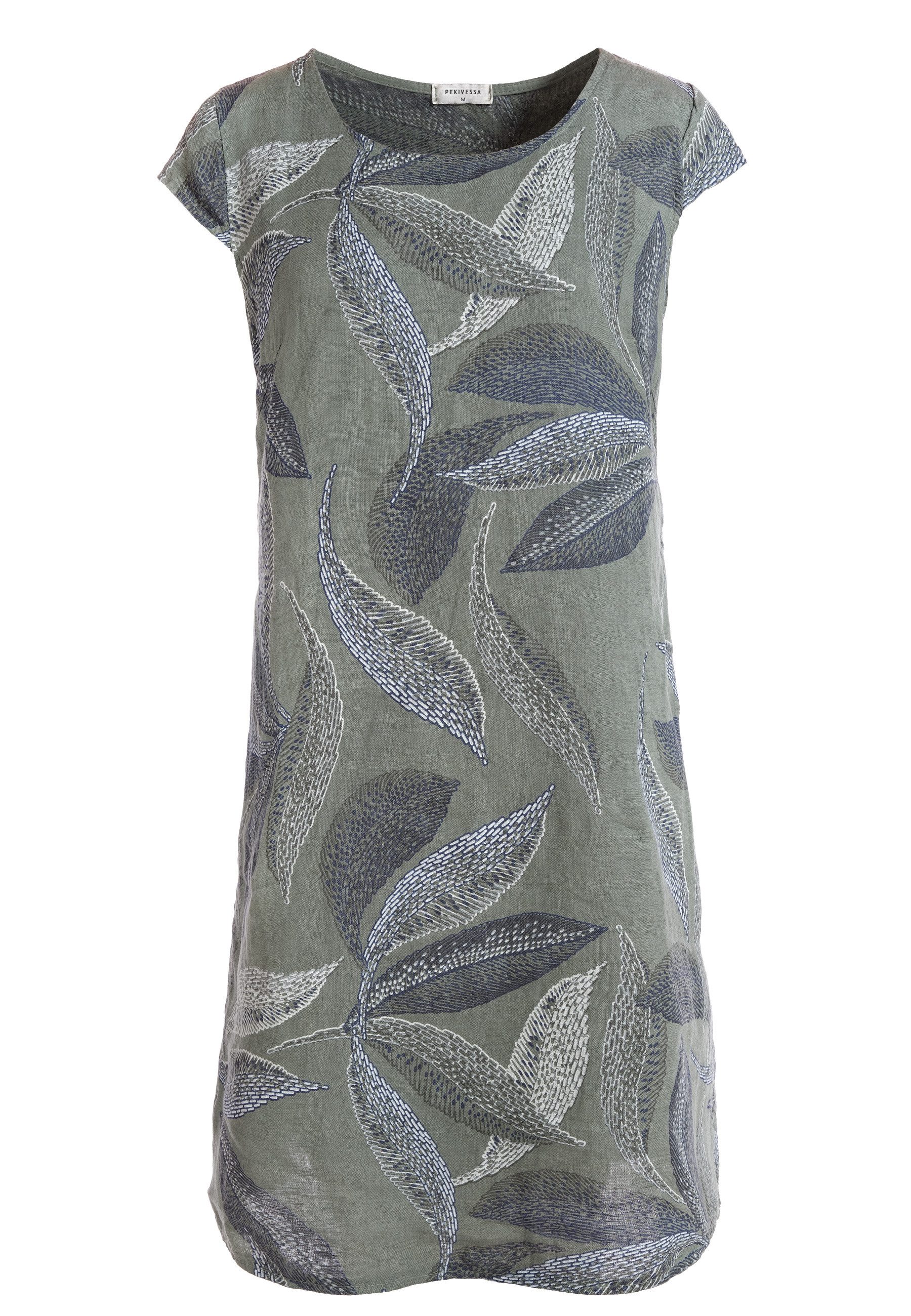 PEKIVESSA Sommerkleid Leinenkleid knielang kurzarm mit günstig online kaufen